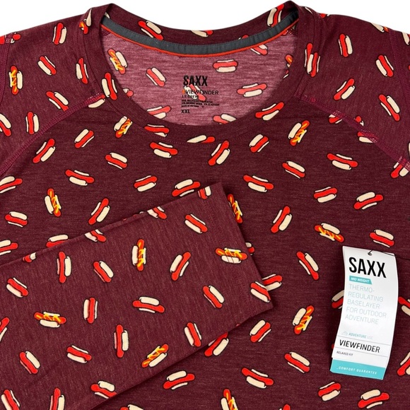 SAXX Viewfinder Long Sleeve Crewneck Merino Wool Blend Base Layer Mens Top XXL - Picture 1 of 9